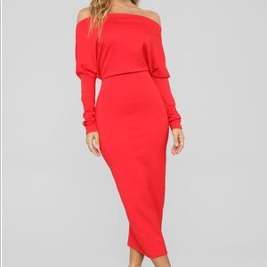 Gorgeous red off shoulder midi dress